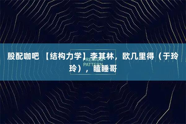 股配咖吧 【结构力学】李其林，欧几里得（于玲玲），瞌睡哥