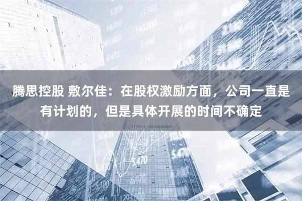 腾思控股 敷尔佳：在股权激励方面，公司一直是有计划的，但是具体开展的时间不确定